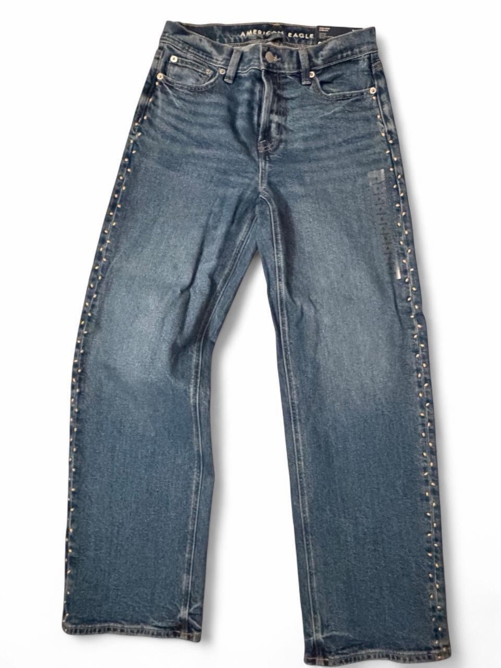 American Eagle Studded Straight-Leg Jeans - Dark Wash Blue NWT